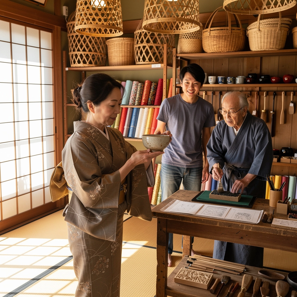 手作りの材料が並ぶクラフトストアの内部の画像。