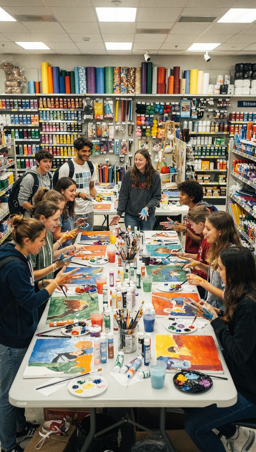 キャンバスに絵を描くためのアクリル絵具のセット