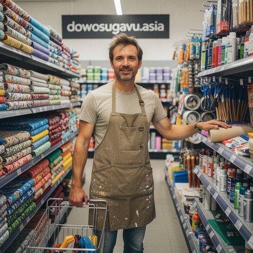 布地やレースが展示されたクラフトコーナーの風景